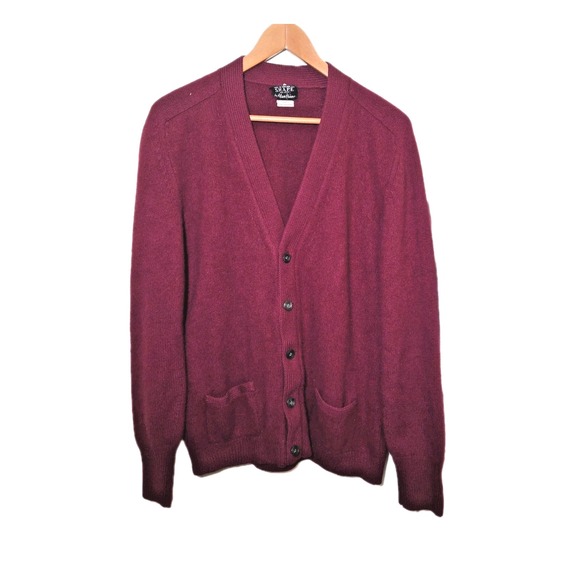 Vtg Alan Paine Cashmere Cardigan Sweater England SHAPE Pro Shop Red Men‎ Size 44